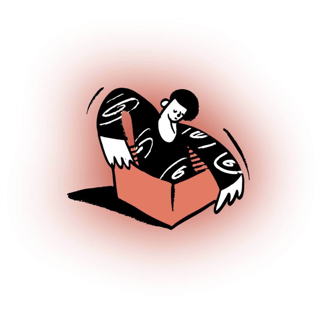 Illustration of a product being unboxed